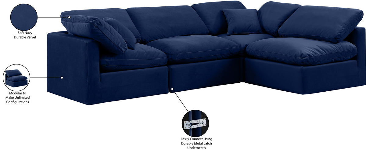Indulge - Velvet 4 Piece Modular Sectional