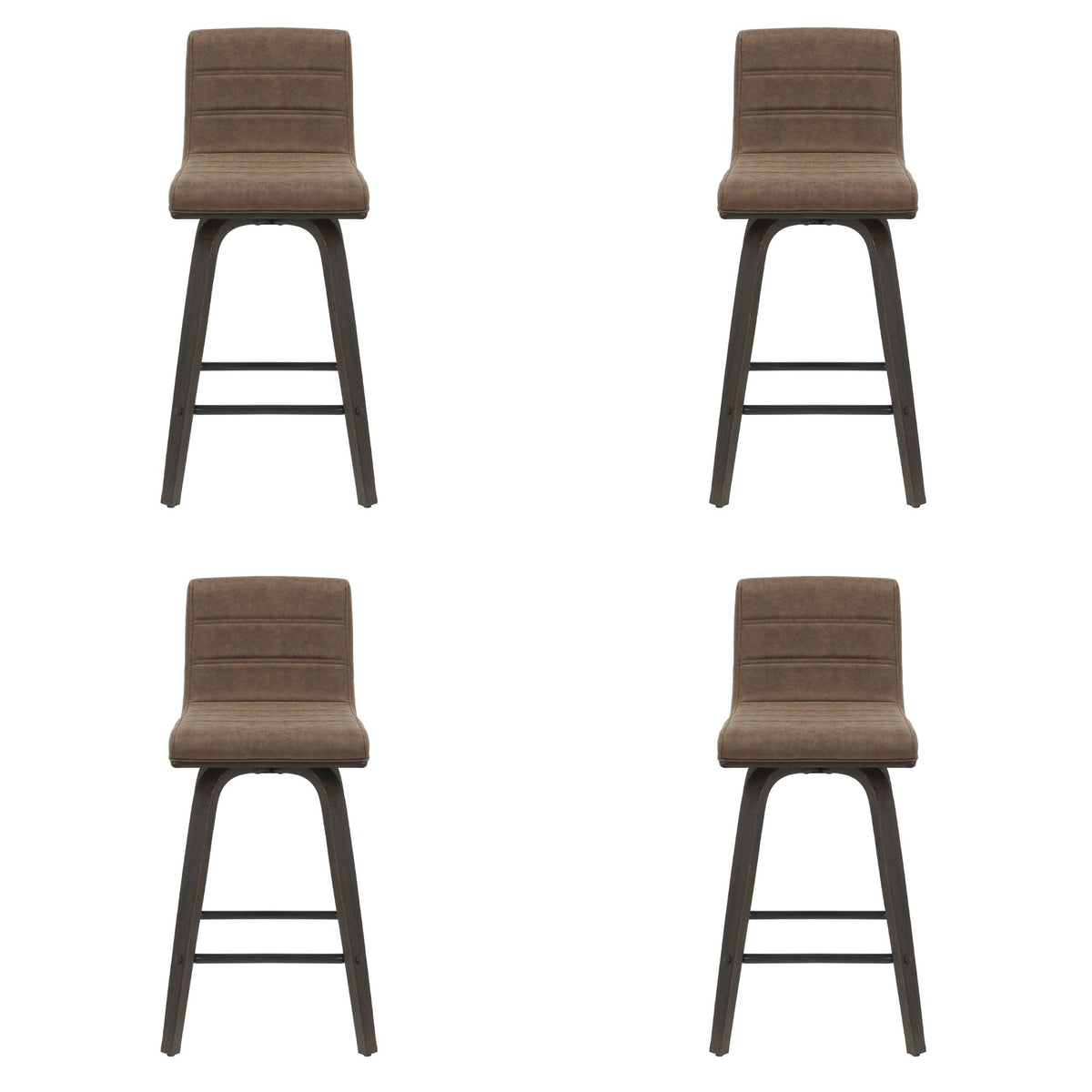 Vienna - 35.5" Swivel Counter Height Square Back Wood Bar Stool With Faux Leather Seat
