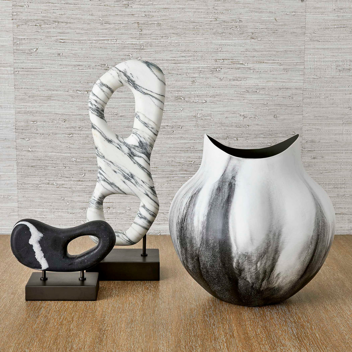 Double Vision - Sculpture - Black / Bronze / White