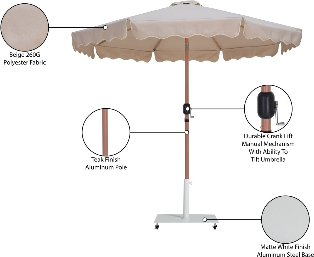 Amalfi - Aluminum Patio Umbrella - White Base / Light Brown Pole