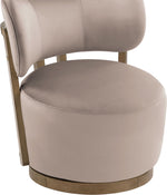 Elara - Velvet Upholstered Swivel Accent Chair - Taupe