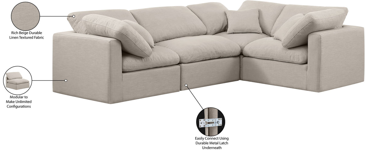 Indulge - Linen 4 Piece Modular Corner Sectional