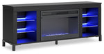 Cayberry - TV Stand With Fireplace - Black