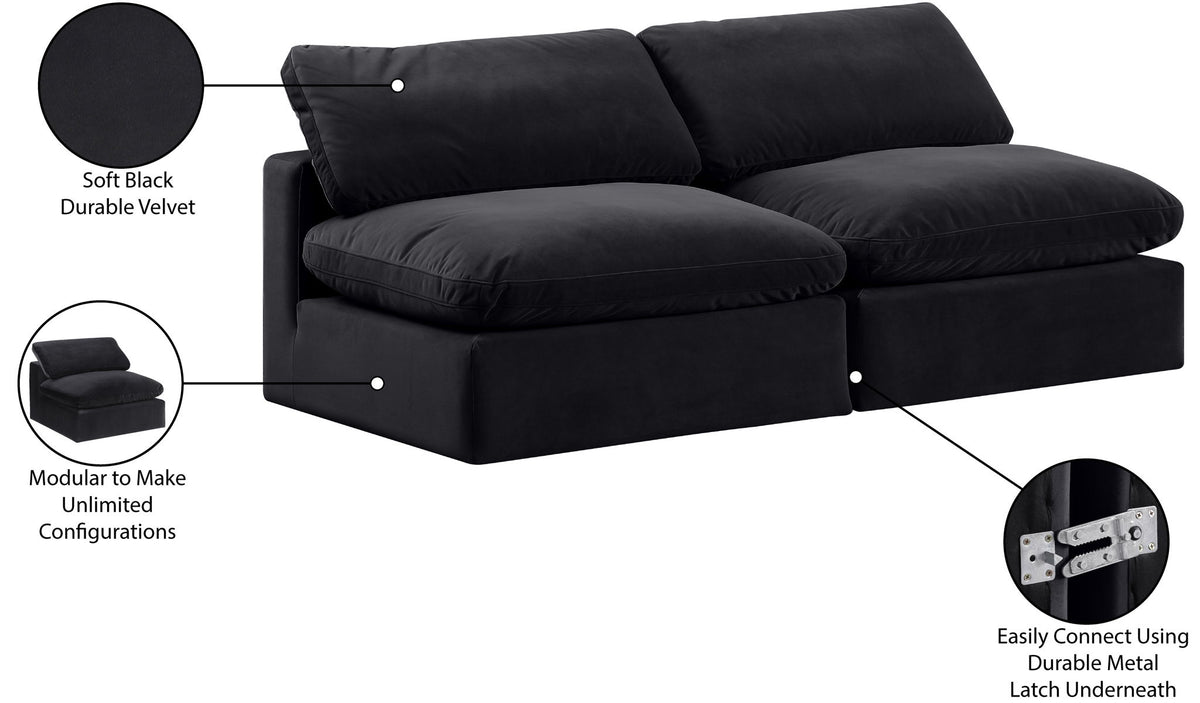 Comfy - Velvet Modular Armless Sofa 2 Seats