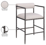 Axis - Linen Textured Beige Fabric Upholstered Counter Stool (Set of 2)