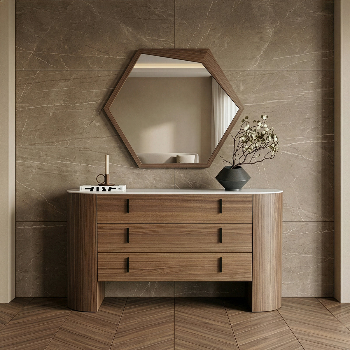 Chelton - Contemporary White Ceramic & Walnut Dresser by VIG Furniture - View 7
