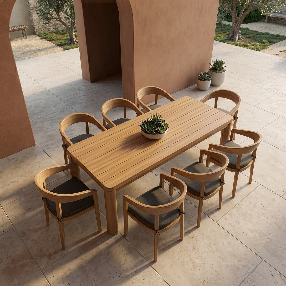 Evora - Outdoor Eucalyptus Rectangular Dining Table by VIG Furniture - View 10