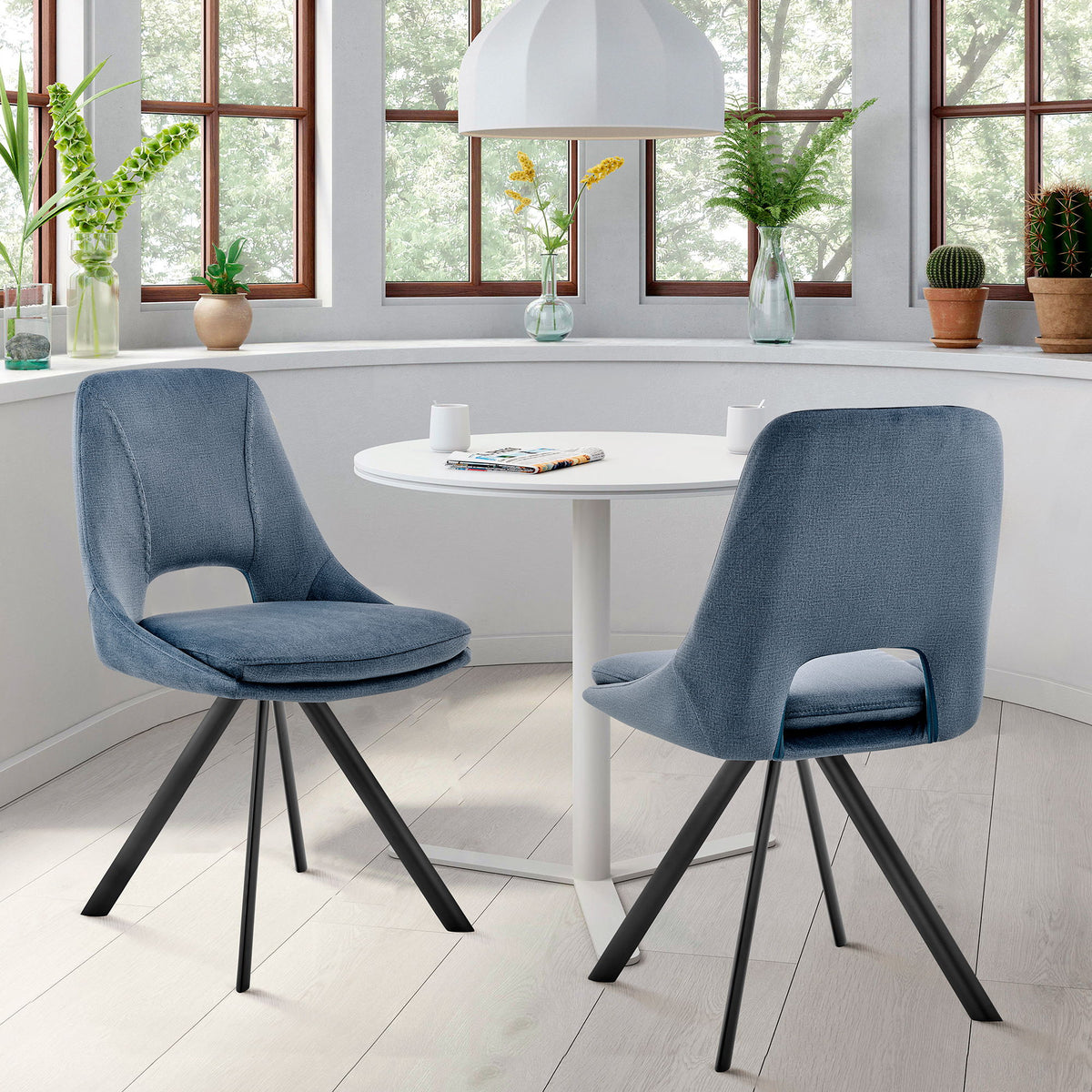 Lexi - Dining Room Accent Chair (Set of 4) - Blue Velvet / Black