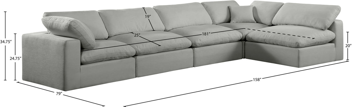 Comfy - 5 Piece Linen Modular Sectional