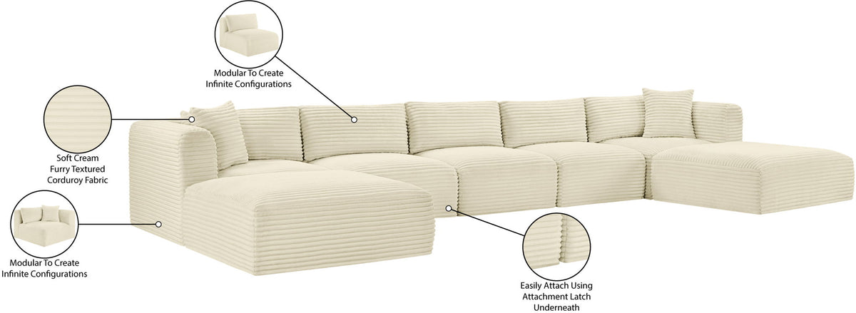 Shaggy - 7 Piece Modular Sectional With 2 Ottomans