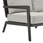 Avila - Outdoor Sofa With Woven Rattan Details Aluminum Frame And Cushions - Dark Bronze / Silver Ash