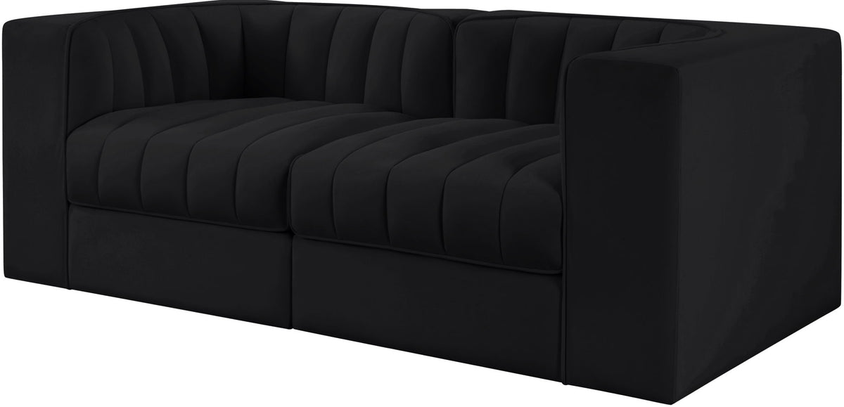 Rummi - Velvet Performance Fabric Upholstered 2 Piece Modular Loveseat