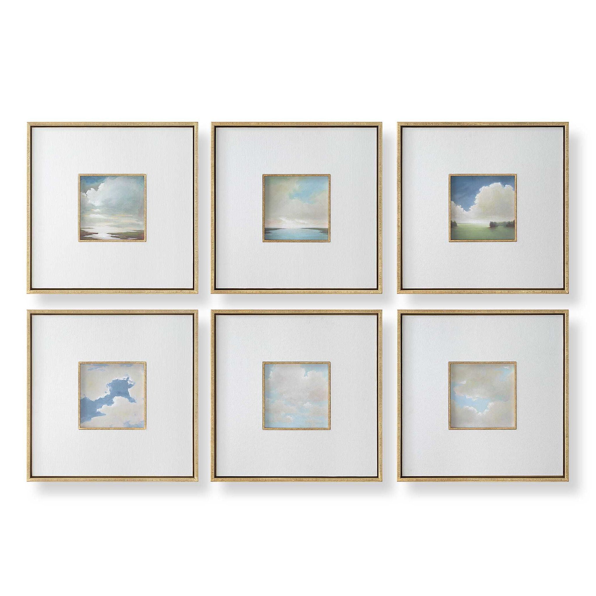 Cumulation - Framed Canvases (Set of 6) - White / Blue