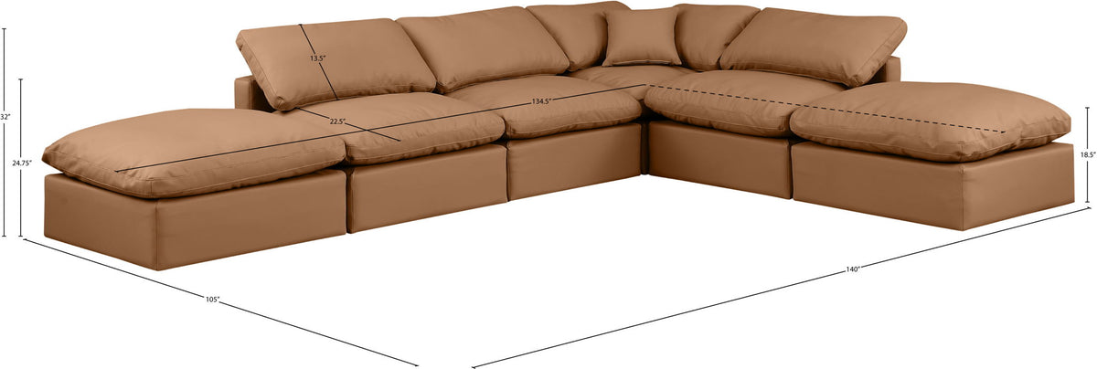 Indulge - Faux Leather 6 Piece Modular Armless Sectional
