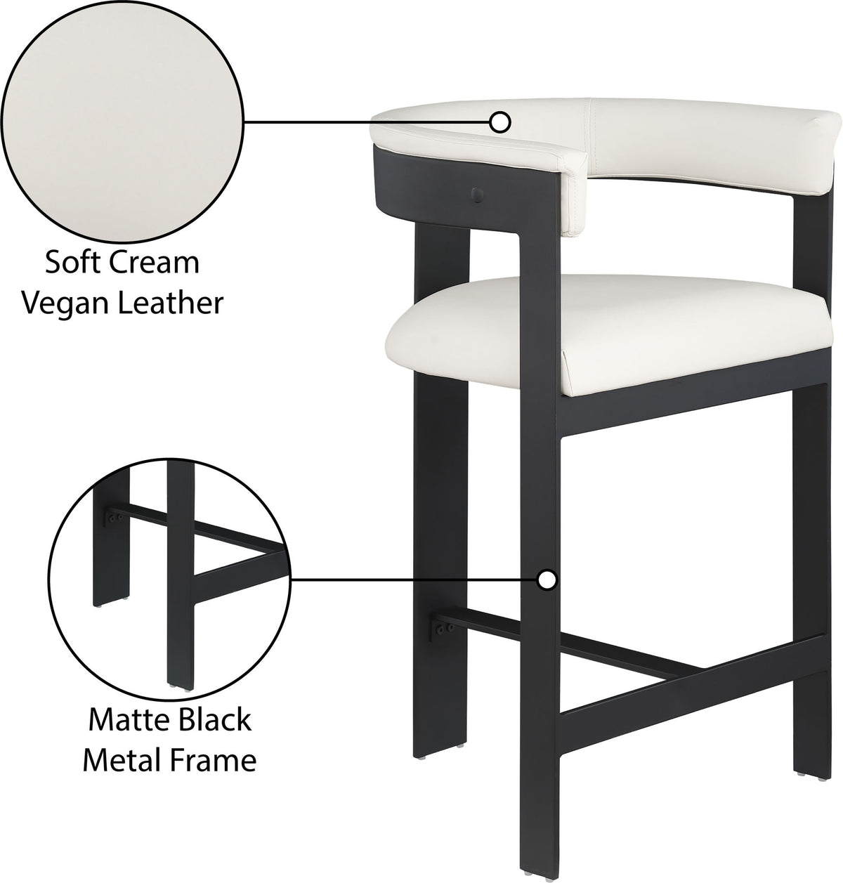 Romeo - Faux Leather Counter Stool With Black Base (Set of 2)