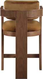 Sacha - Velvet Stool With Brown Base