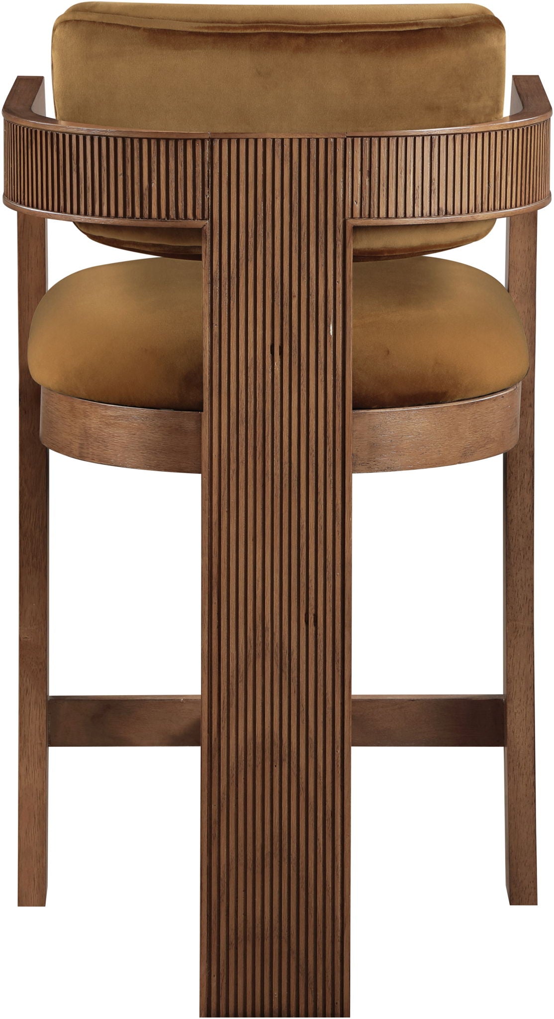 Sacha - Velvet Stool With Brown Base