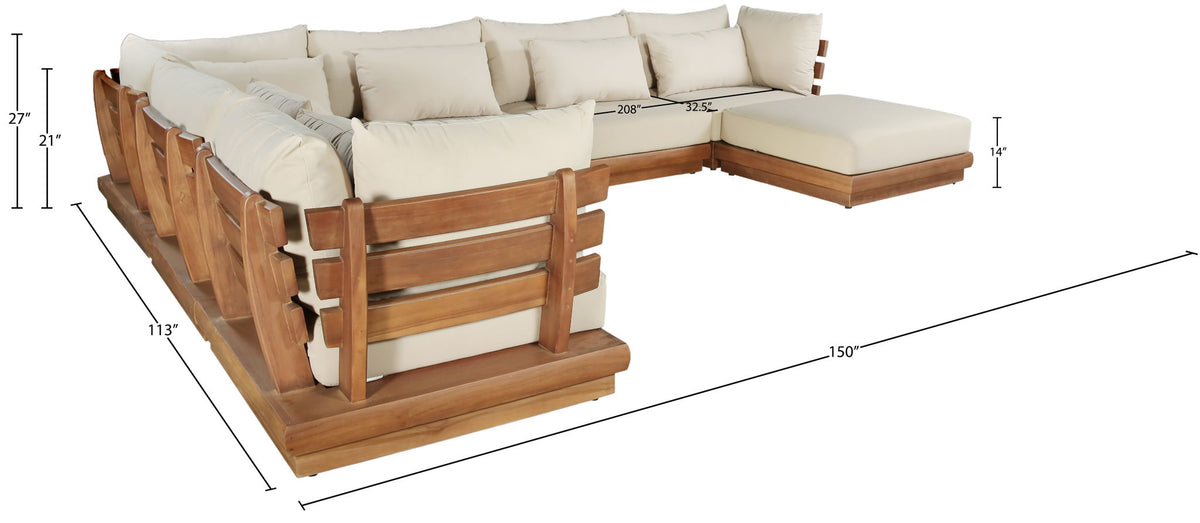 Mirella - 7 Piece Water Resistant Fabric Upholstered Outdoor Patio Modular Sectional