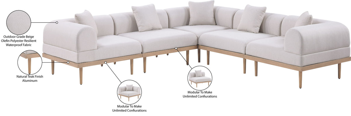 Laguna - 5 Piece 106.5" Upholstered Outdoor Patio Modular Sectional