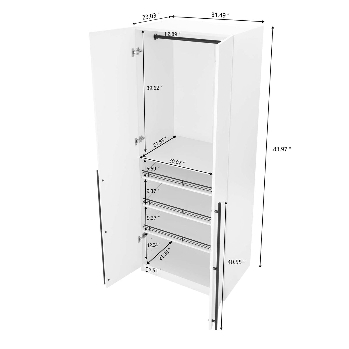 Manhattan Lee - Wardrobe Closet With Hanging Rod And Shoe Shelves