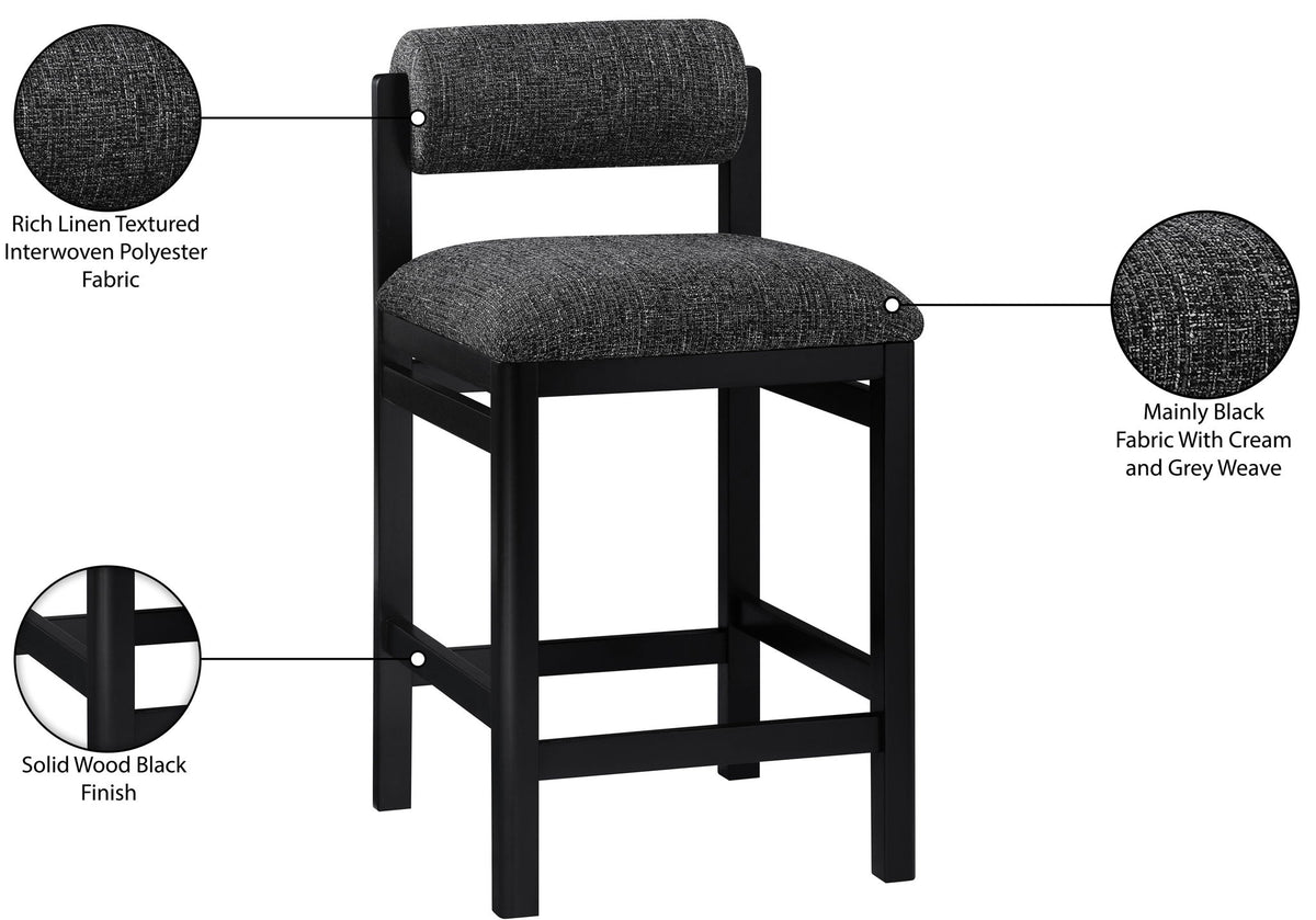 Roundhill - Fabric Counter Stool - Black Frame