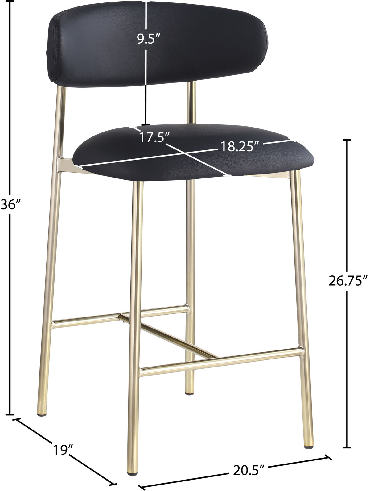 Lupita - Counter Stool With Brushed Gold Frame (Set of 2)