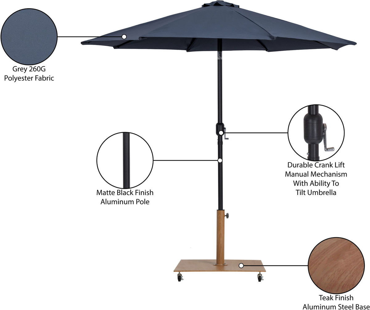 Fiji - Aluminum Patio Umbrella With Square Teak And Black Base