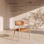 Ronda - Vegan Leather Upholstered Dining Arm Chair - Natural Legs