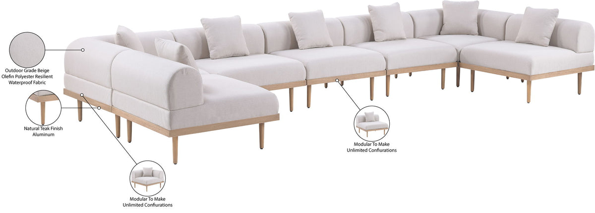 Laguna - 7 Piece Resilient Water Resistant Fabric 142" Upholstered Outdoor Patio Modular Sectional