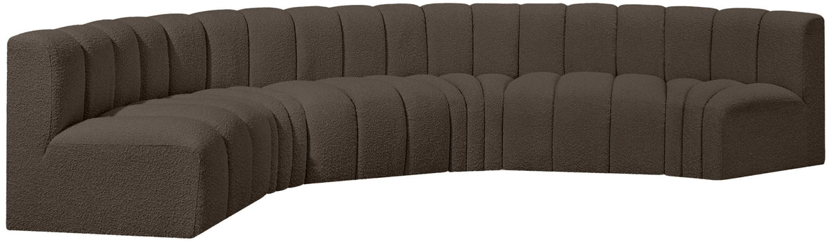 Arc - Boucle Fabric 6 Piece U-Shaped Modular Sofa