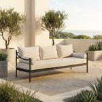 Leni - Outdoor 3 Seat Sofa With Cushions And Powder Coated Aluminum Frame - Moonveil / Warm Gray