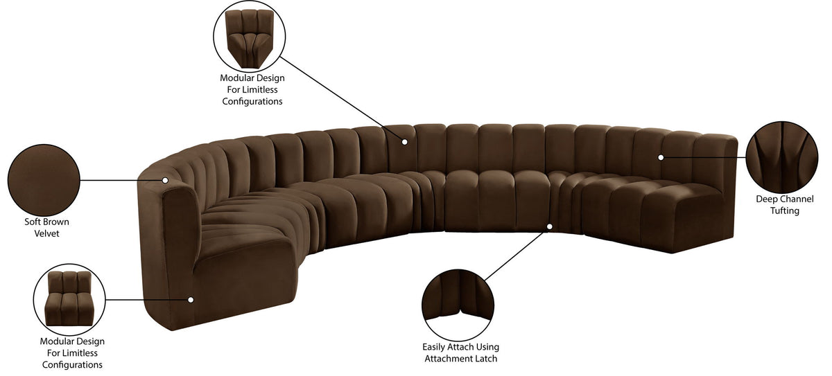Arc - Velvet 8 Piece U-Shaped Modular Sofa