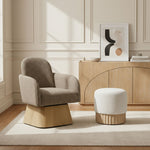 Marlowe - Linen Textured Fabric Upholstered Swivel Accent Chair - Stained Natural