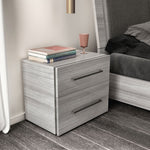 Mia - Nightstand With Handles - White / Gray / Silver