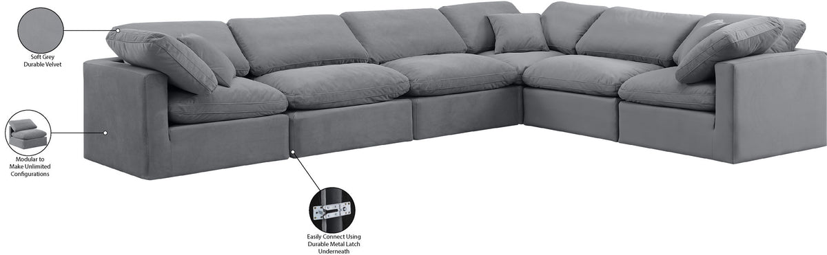Indulge - Velvet 6 Piece Modular Corner Sectional