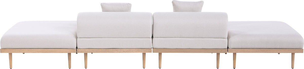 Laguna - 4 Piece 142" Outdoor Patio Armless Modular Sofa With 2 Backless Seats