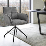 Noah - Fabric And Metal Legs Dining Room Accent Chair (Set of 2) - Charcoal / Black