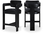 Sacha - Velvet Stool With Black Base