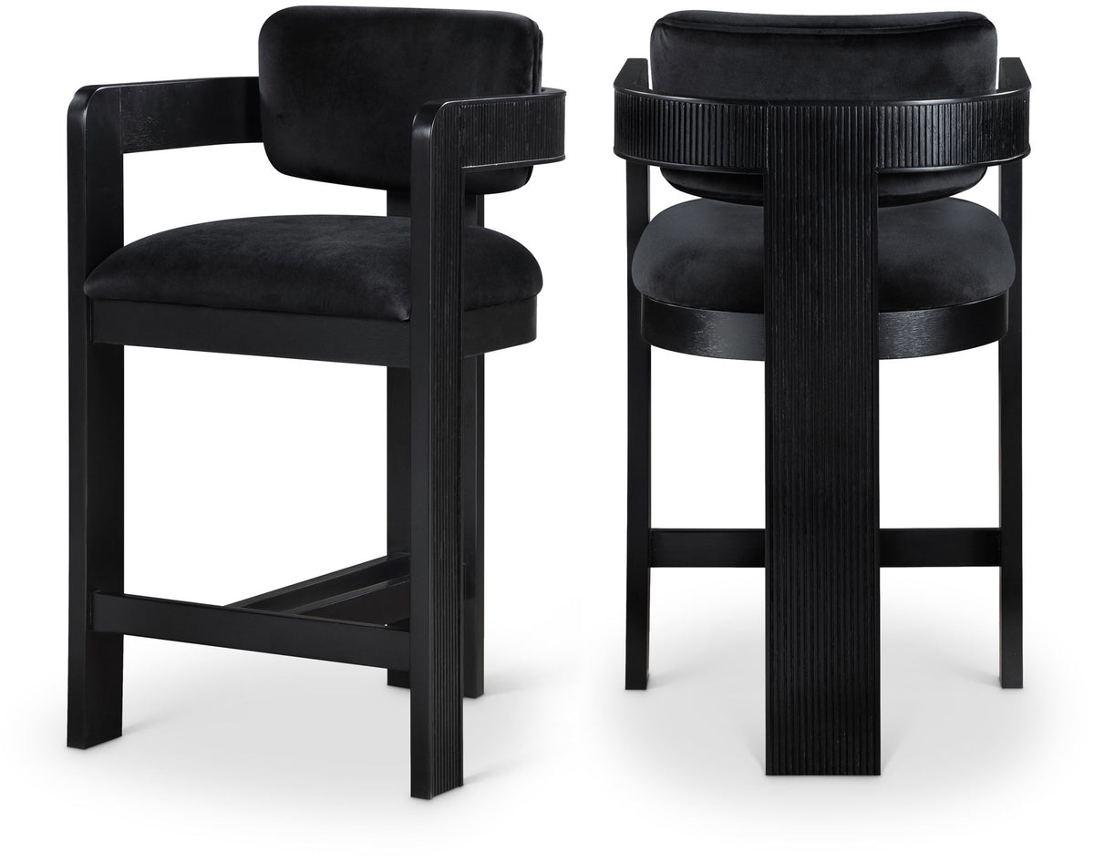 Sacha - Velvet Stool With Black Base