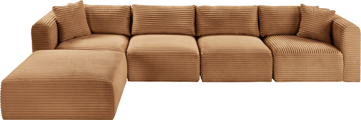 Shaggy - Fabric 5 Piece Modular Sectional With Ottoman