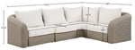 Seacrest - 123.25" Olefin Water Resistant Fabric And Wicker 4 Piece Outdoor Patio Modular Sectional