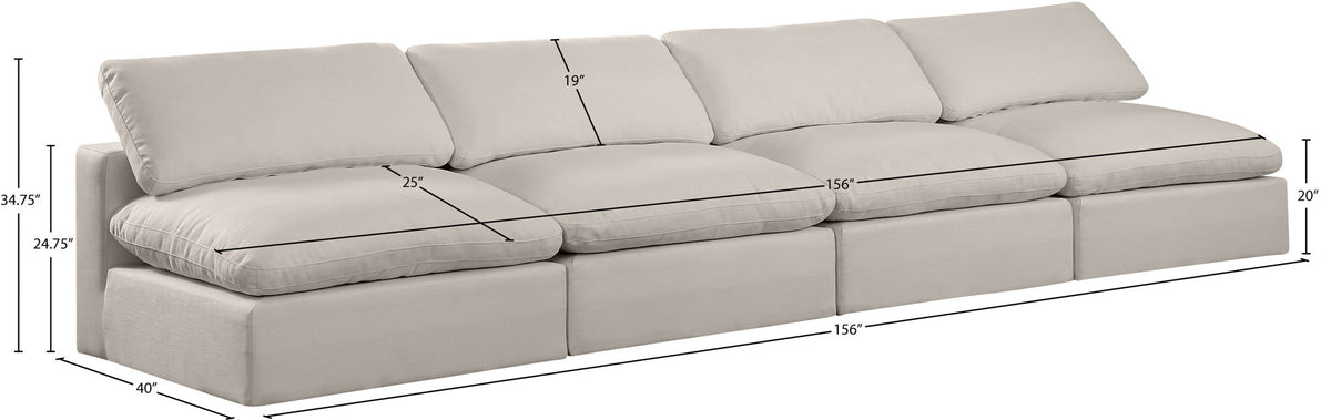 Comfy - Linen Modular Armless Sofa 4 Seats