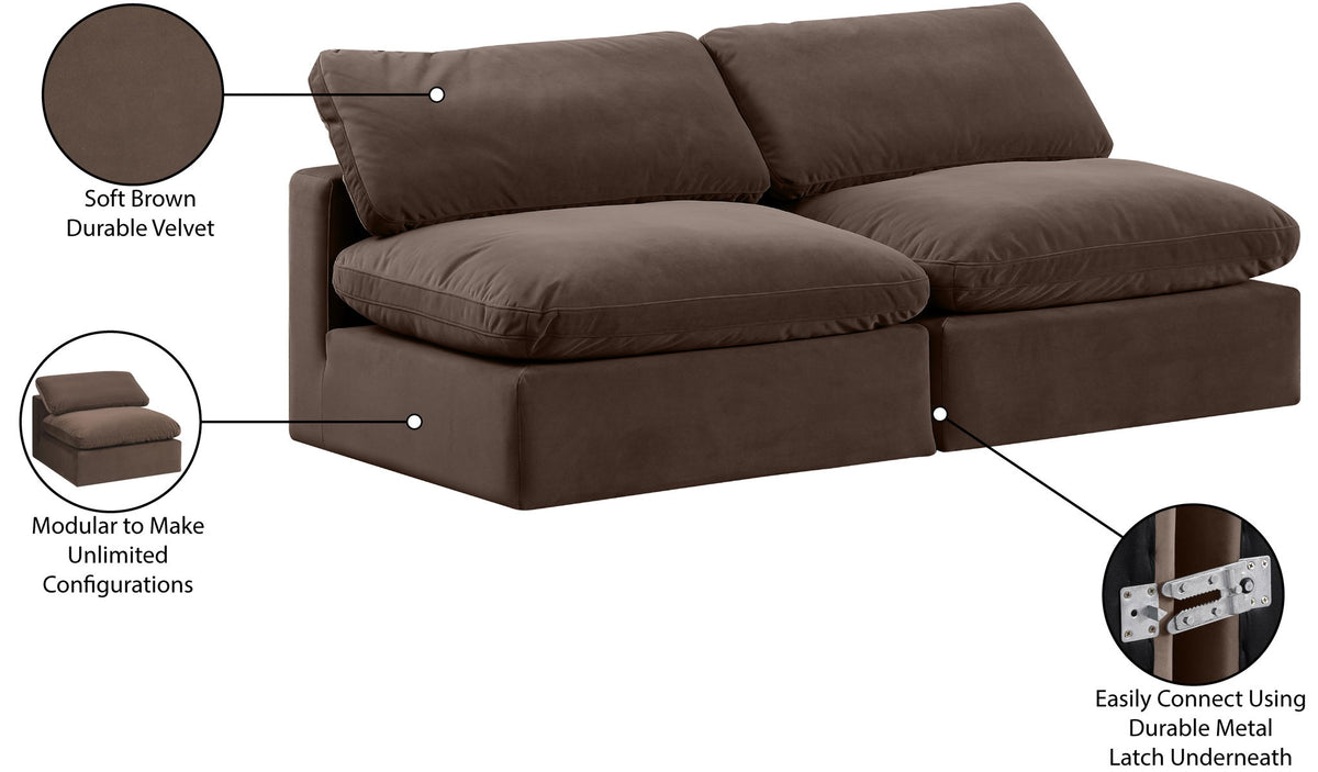 Comfy - Velvet Modular Armless Sofa 2 Seats