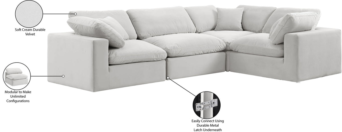 Comfy - 4 Piece Velvet Modular Sectional