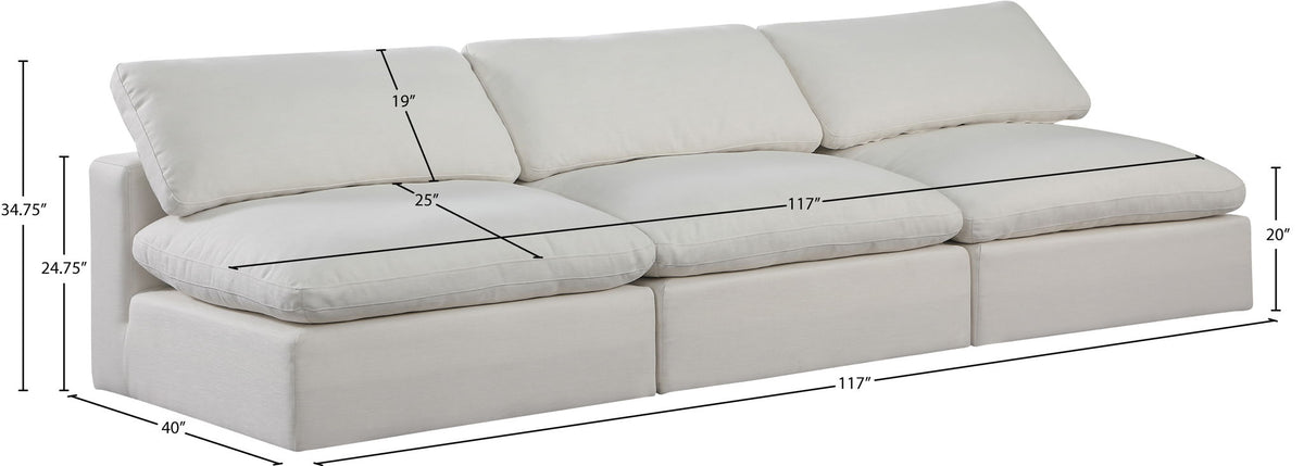 Comfy - Linen Modular Armless Sofa 3 Seats