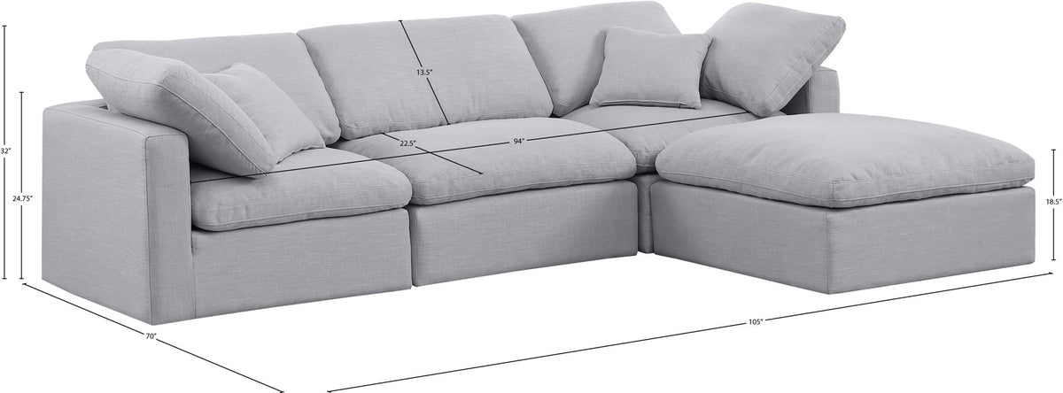 Indulge - Linen 4 Piece Modular Sectional With Chaise