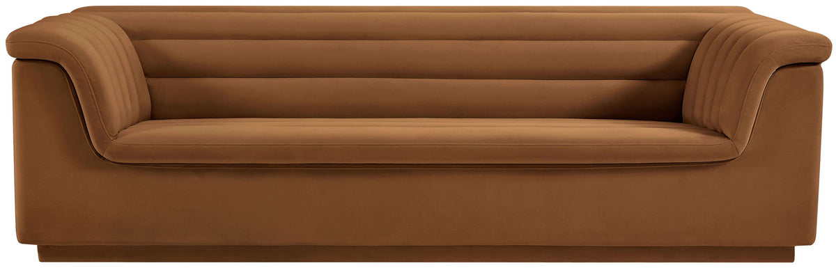 Cascade - Velvet Sofa - Saddle