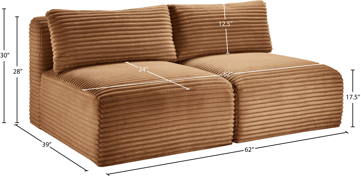 Shaggy - Fabric 2 Seat Modular Armless Sofa