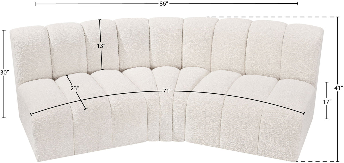 Arc - Boucle Fabric 3 Piece Modular Corner Sofa
