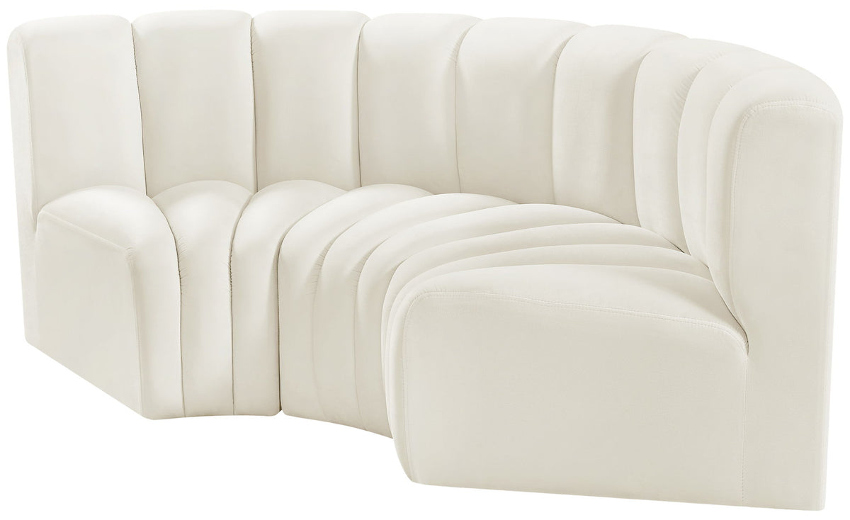 Arc - Velvet 3 Piece Modular U-Shaped Sofa